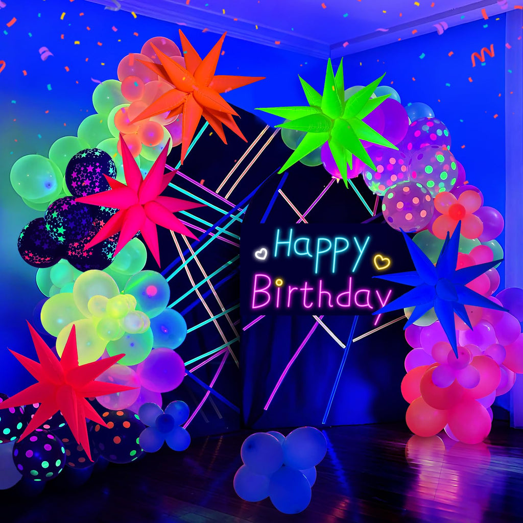 UV Neon Glow Balloons for Blacklight Parties & Events