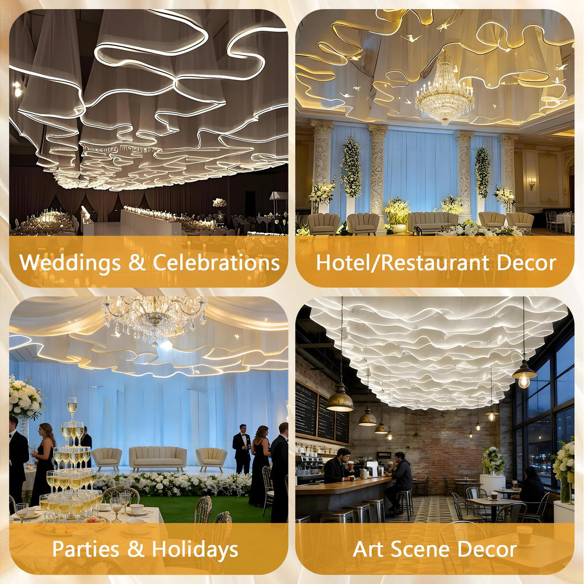Wedding Ceiling Drapery Light Strip for Party Decor