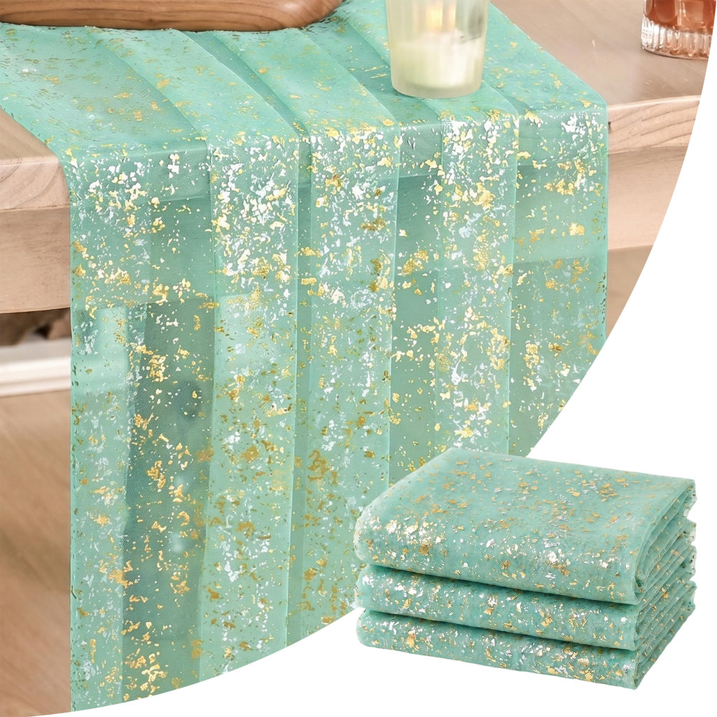 Metallic Foil Gauze Table Runner for Party Decor