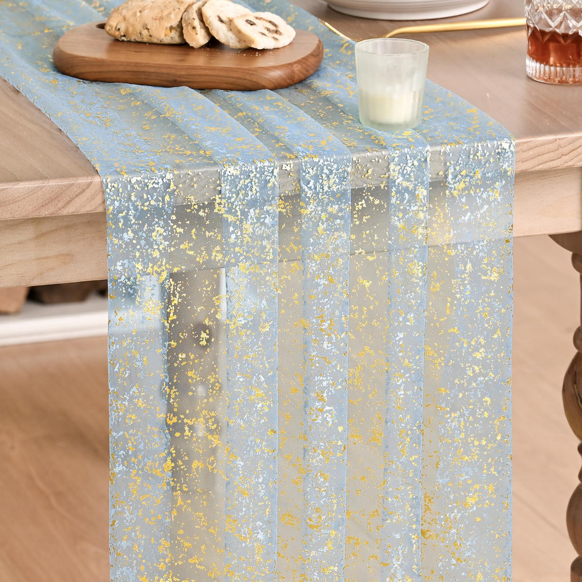 Metallic Foil Gauze Table Runner for Party Decor
