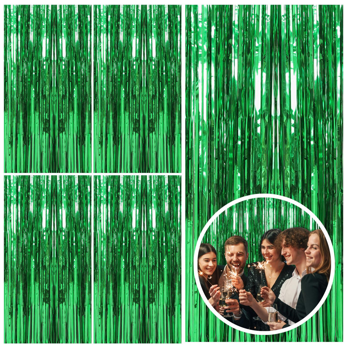 Foil Fringe Streamer Backdrop Curtain for Party Events