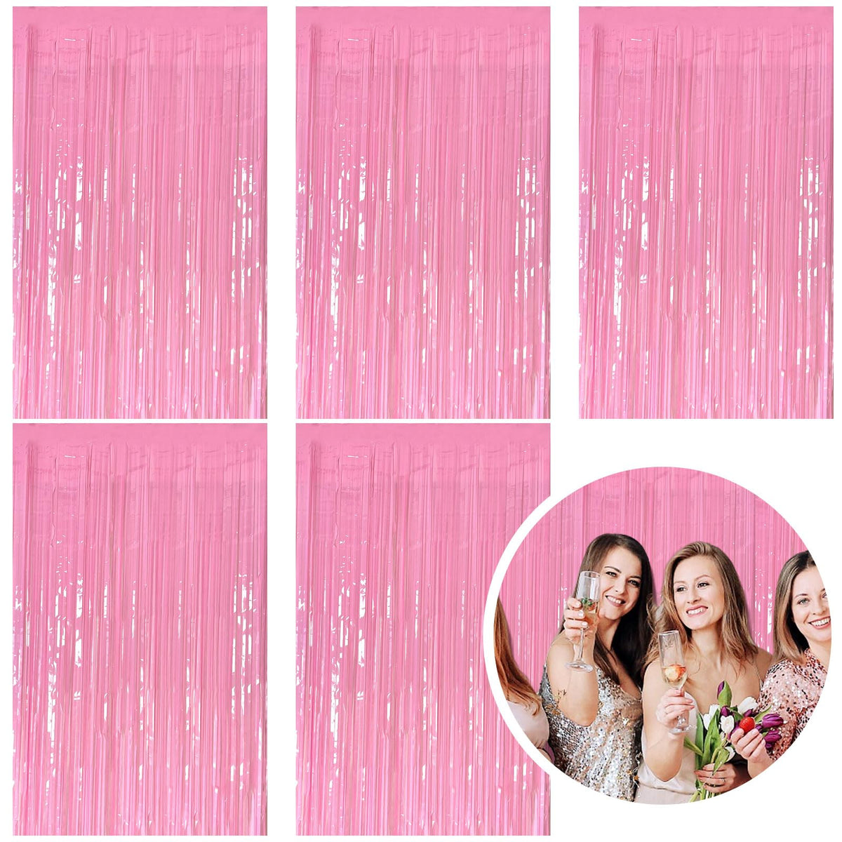 Metallic Foil Fringe Backdrop Curtain for Party Events