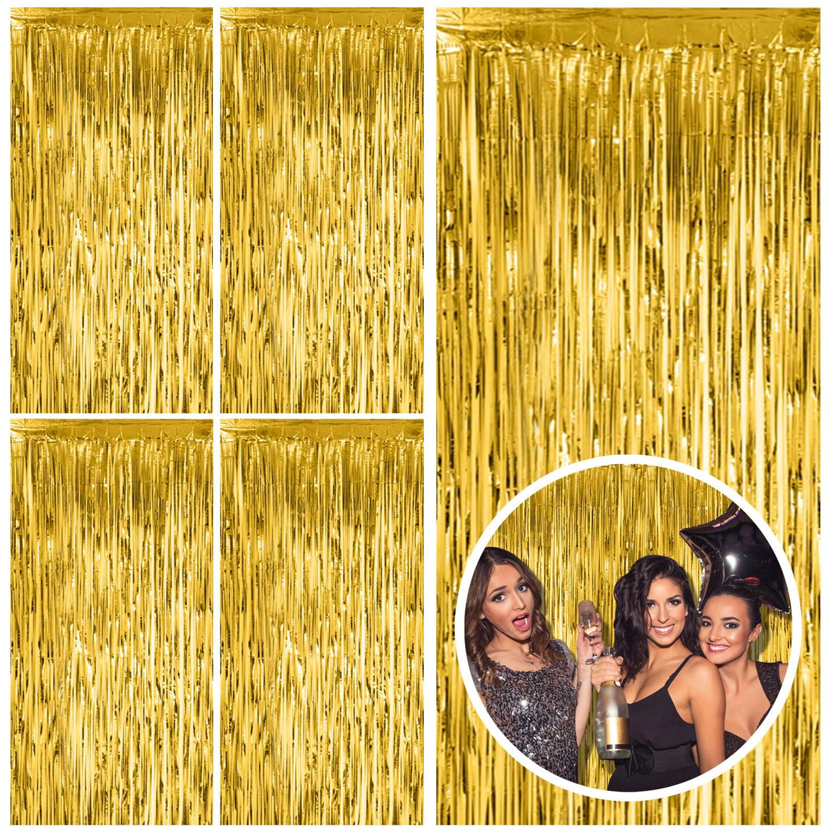 Foil Fringe Streamer Backdrop Curtain for Party Events