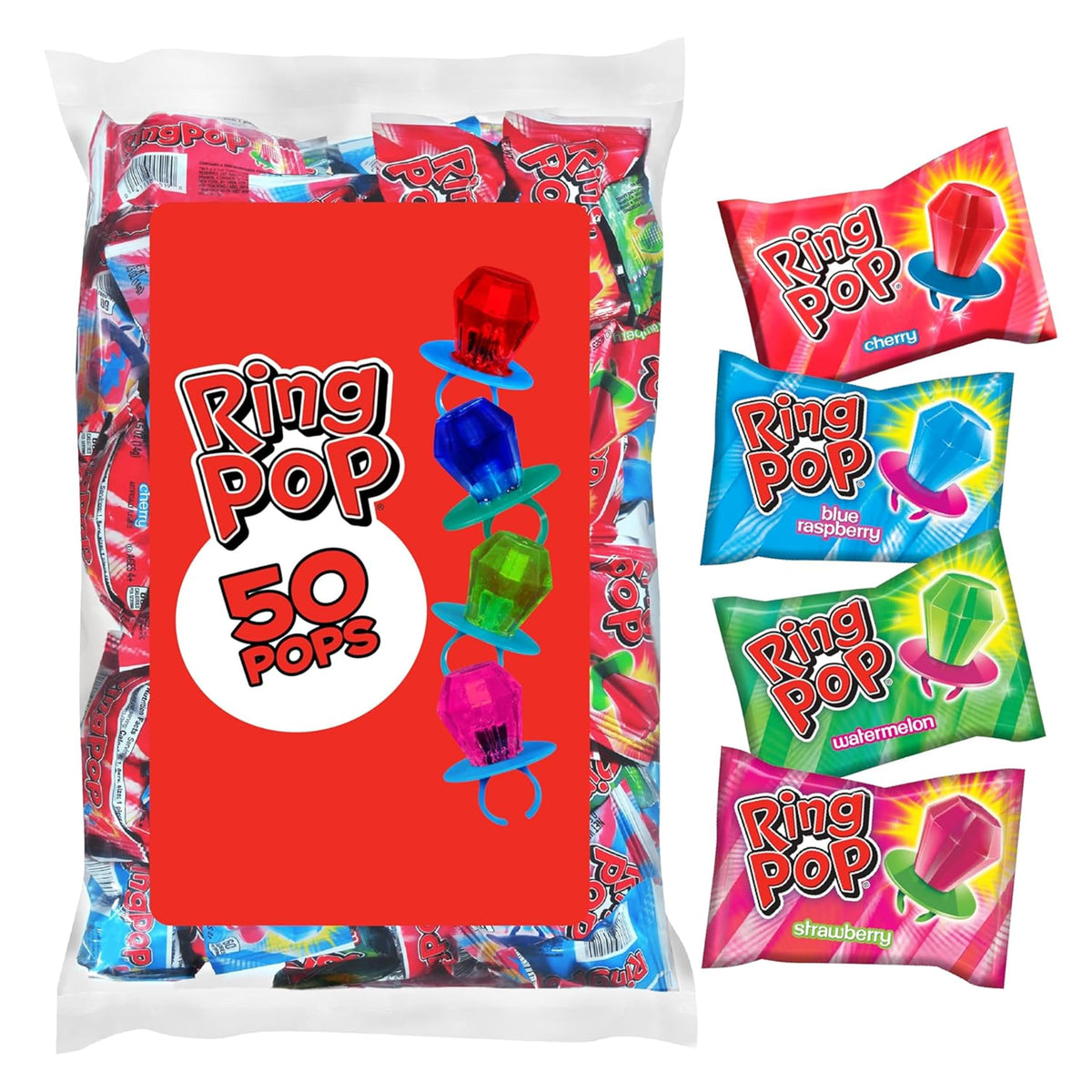 30-Count Ring Pop Lollipops Variety Pack for Party Favors