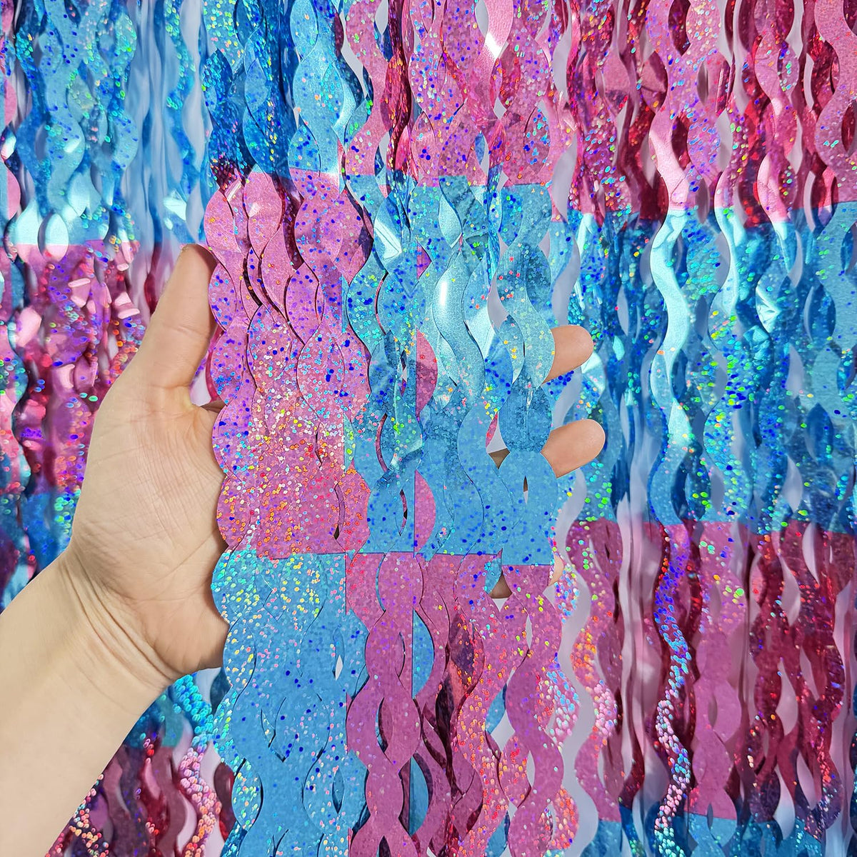 Metallic Tinsel Fringe Backdrop Curtain for Party Events