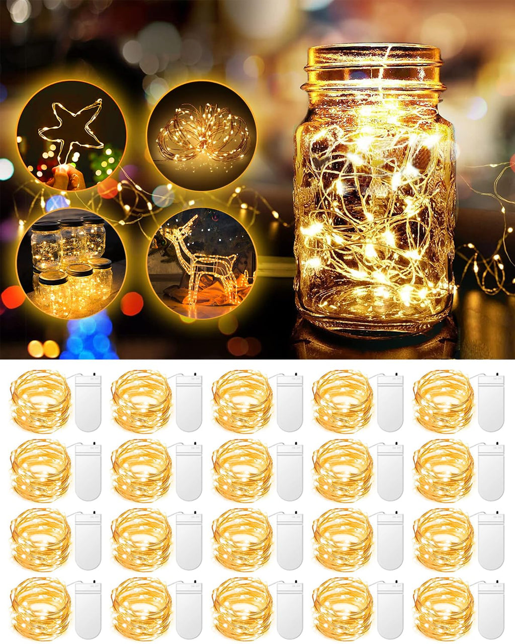 20-Pack Battery-Operated Mini Fairy String Lights for Events