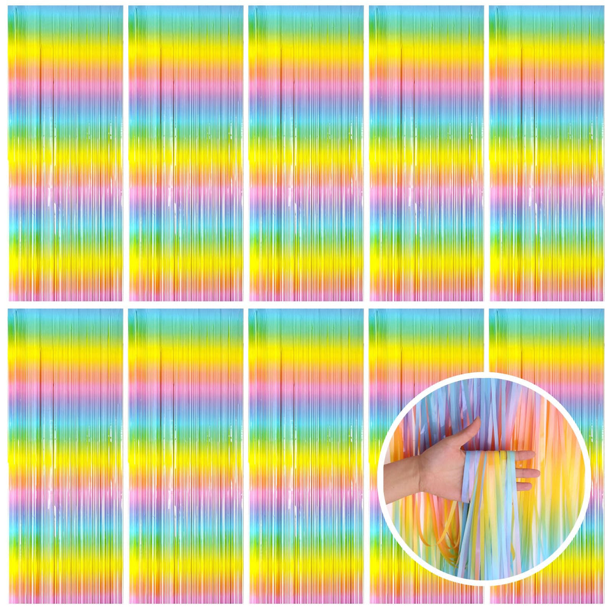 Wavy Metallic Tinsel Fringe Backdrop Curtain for Parties