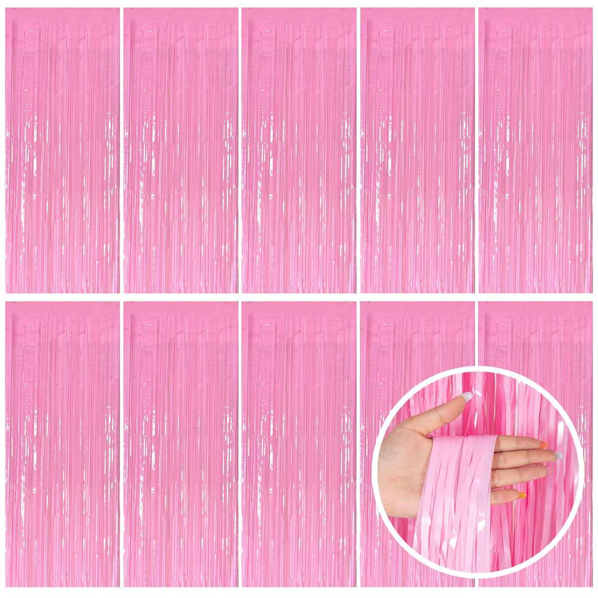 Wavy Metallic Tinsel Fringe Backdrop Curtain for Parties