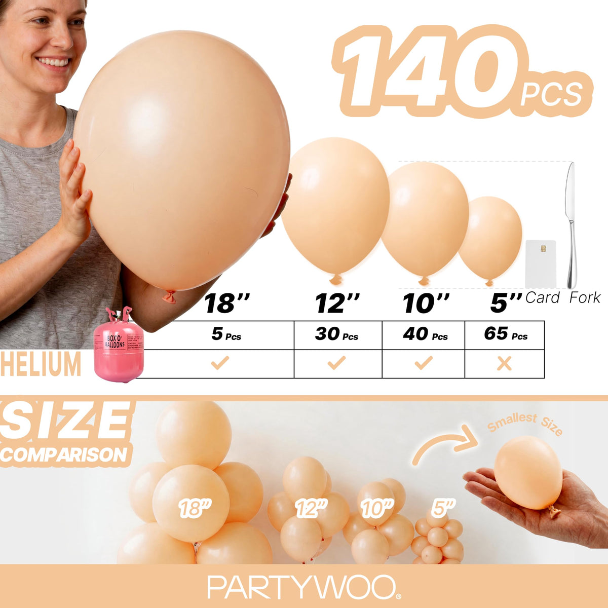140-Piece Mixed-Size Balloon Pack for Party Decorations