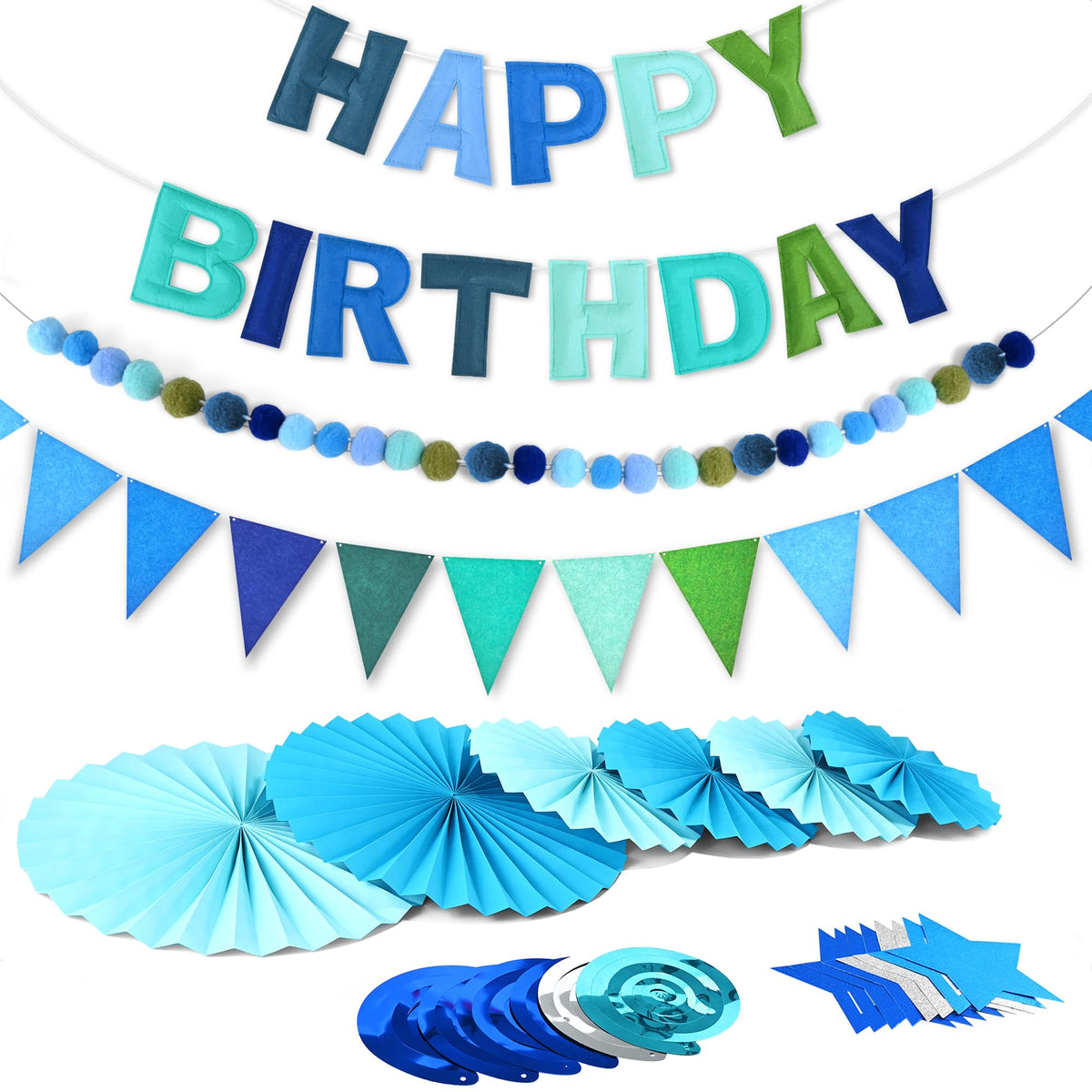 3-Piece Pre-Strung 3D Happy Birthday Banner Set