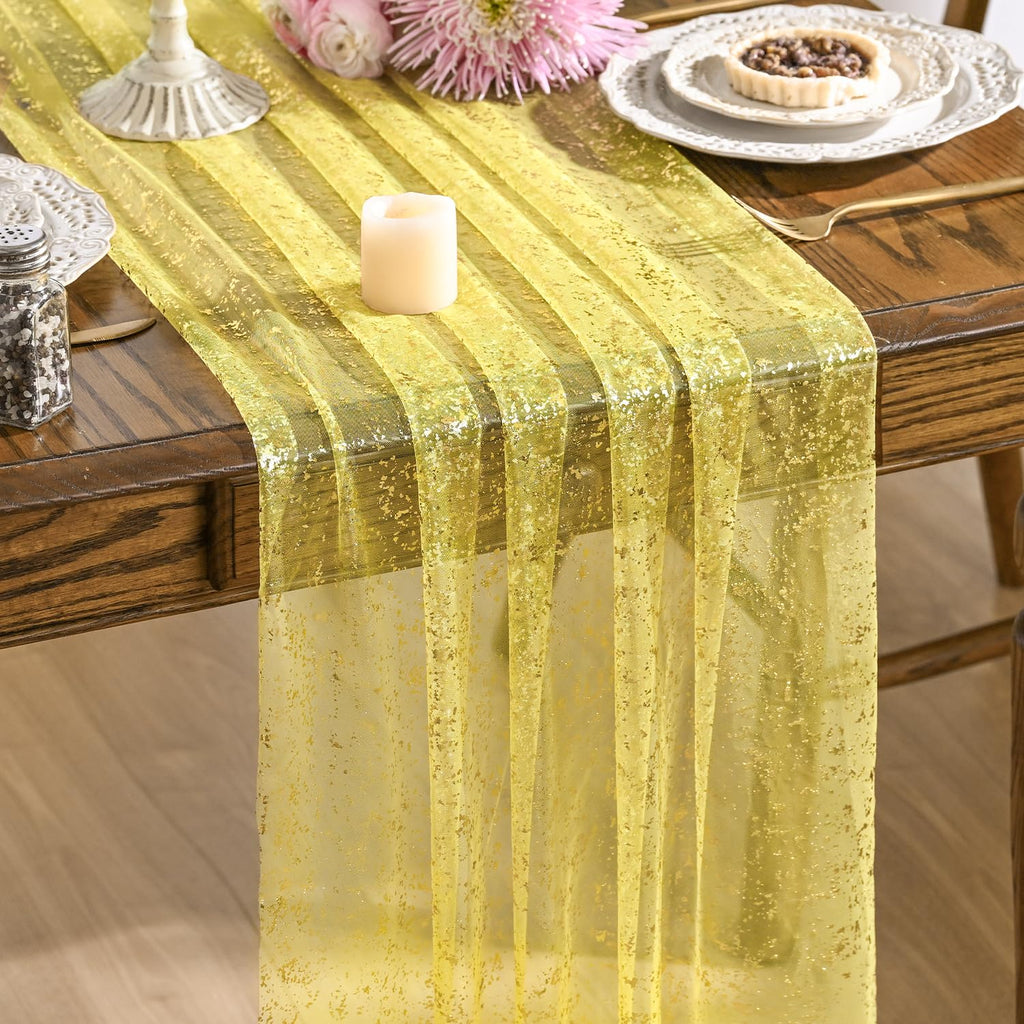 Metallic Foil Gauze Table Runner for Party Decor