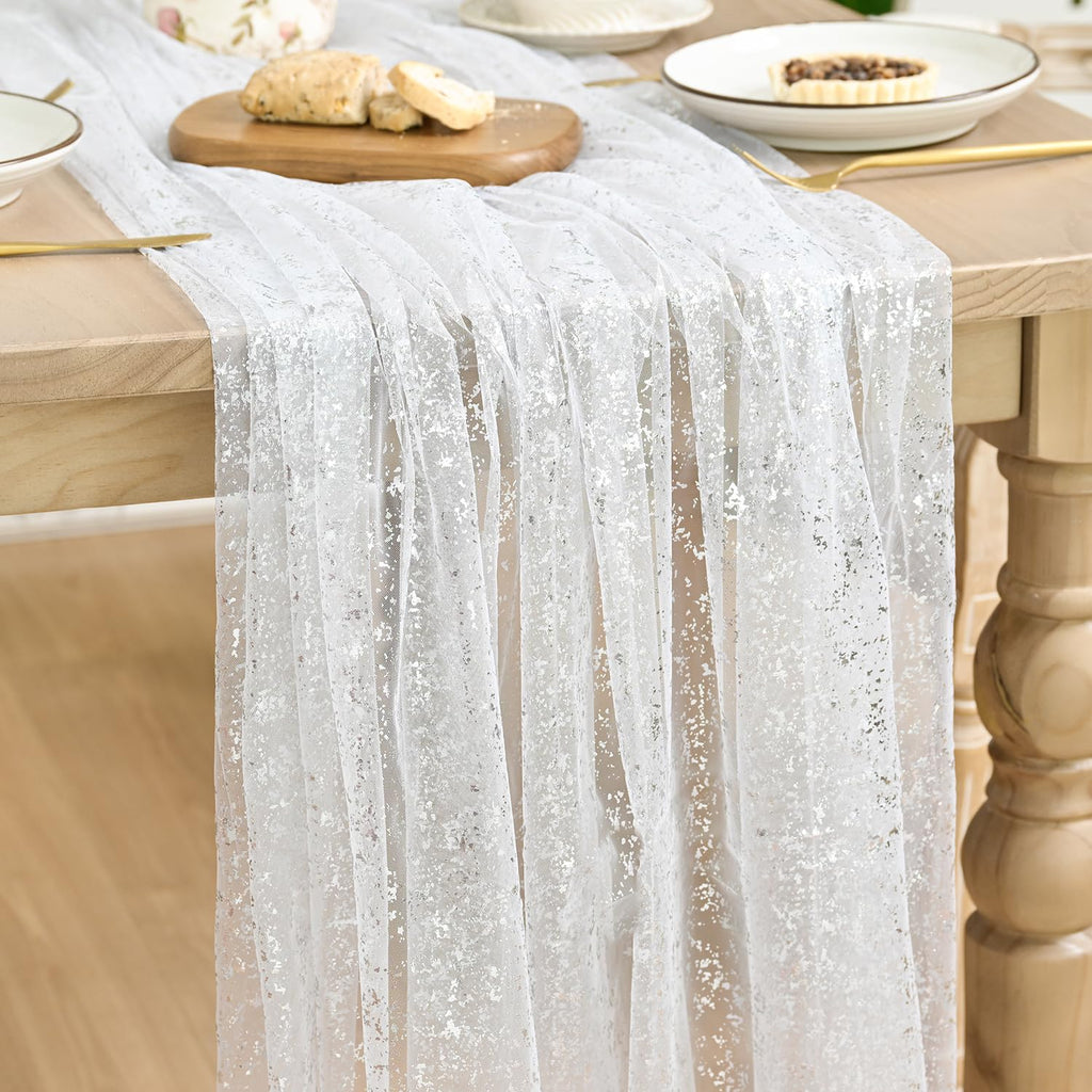 Metallic Foil Gauze Table Runner for Party Decor