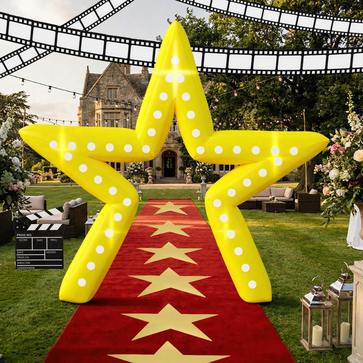 28-Piece Movie Night Inflatable Star Arch & Red Carpet Kit