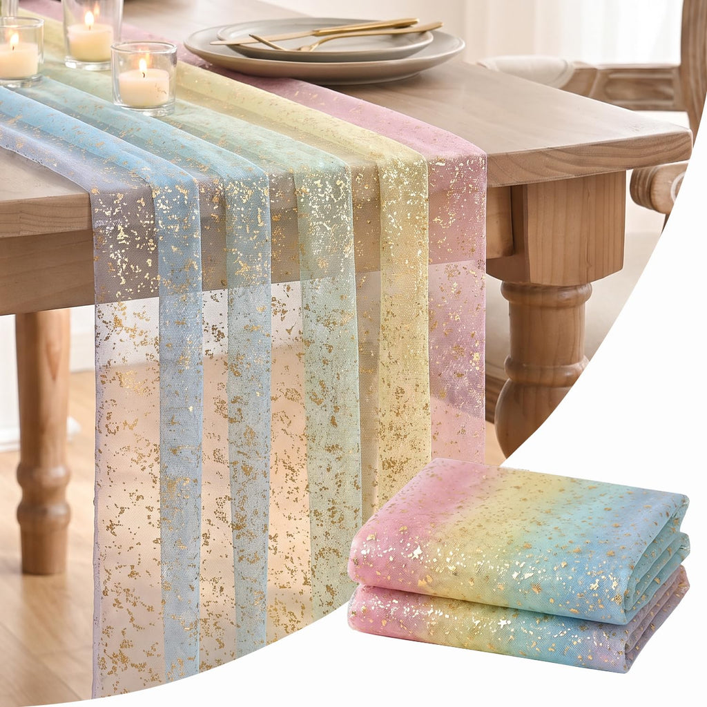Metallic Foil Gauze Table Runner for Party Decor