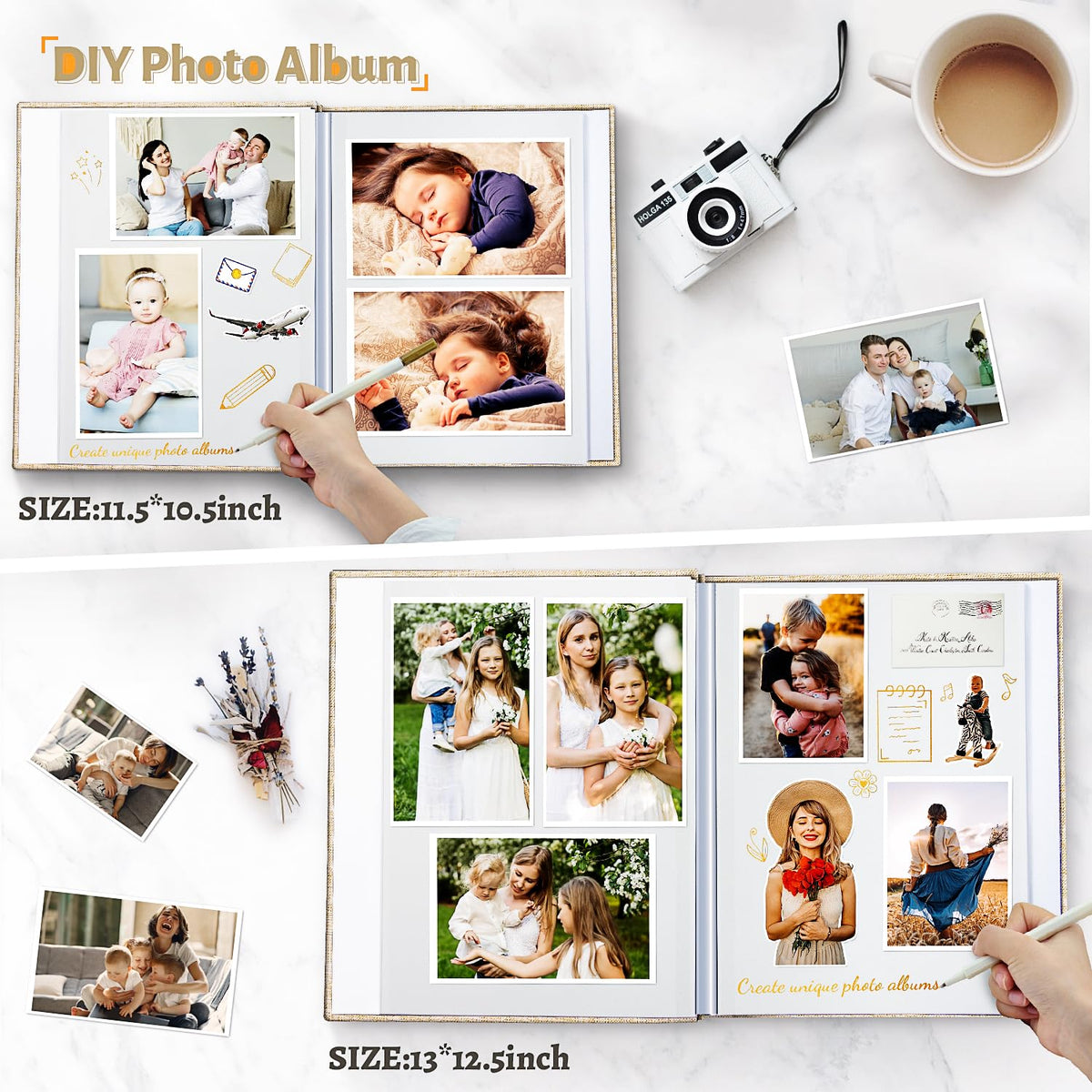 Self-Adhesive Scrapbook Photo Album with Metallic Pen