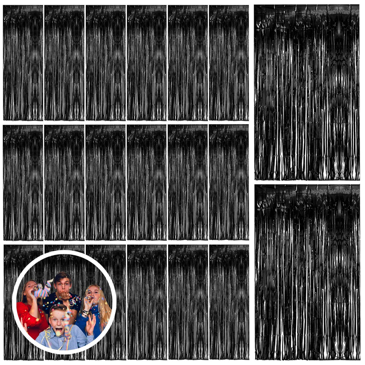 Foil Fringe Streamer Backdrop Curtain for Party Events