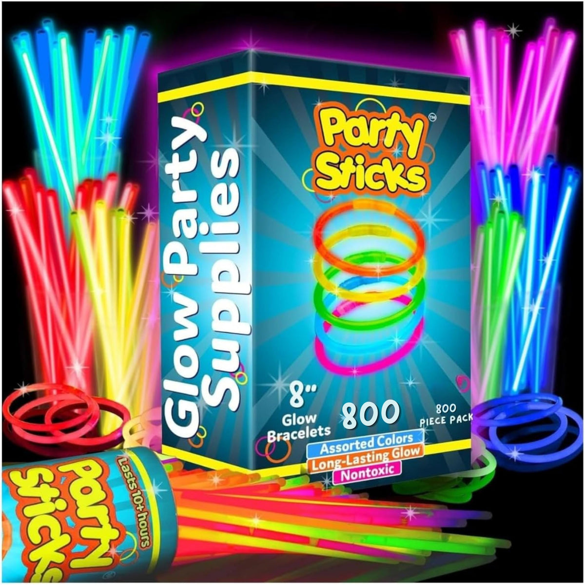 Glow Sticks with Neon Bracelets & Necklaces for Parties