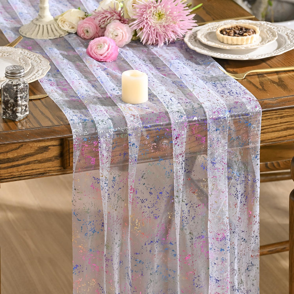 Metallic Foil Gauze Table Runner for Party Decor