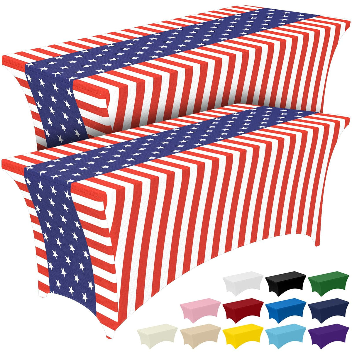 2-Pack Fitted Spandex Tablecloths for Parties & Events