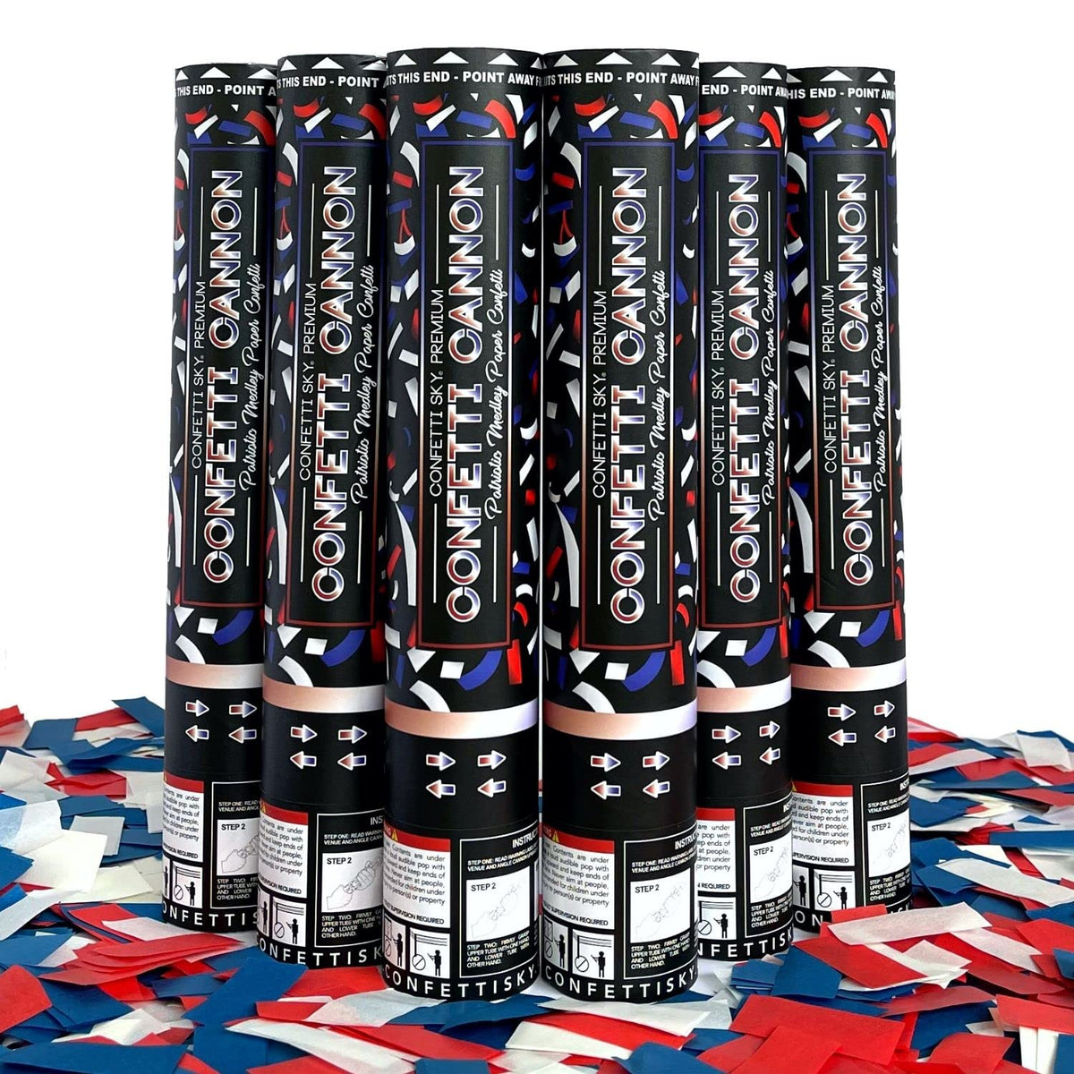 6-Pack 12-Inch Confetti Cannons for Party Celebrations