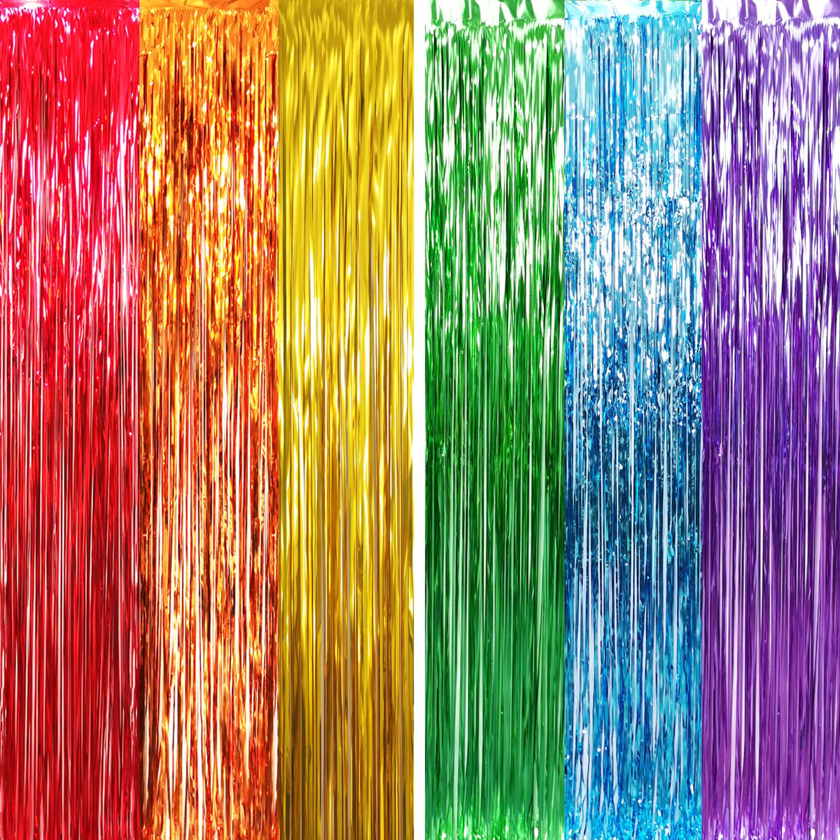 Metallic Tinsel Fringe Backdrop Curtain for Party Events