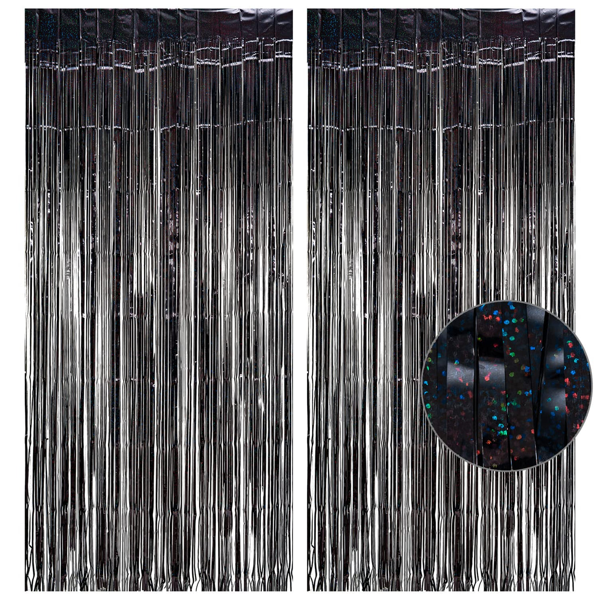 2-Pack Foil Fringe Backdrop Curtains for Party Events