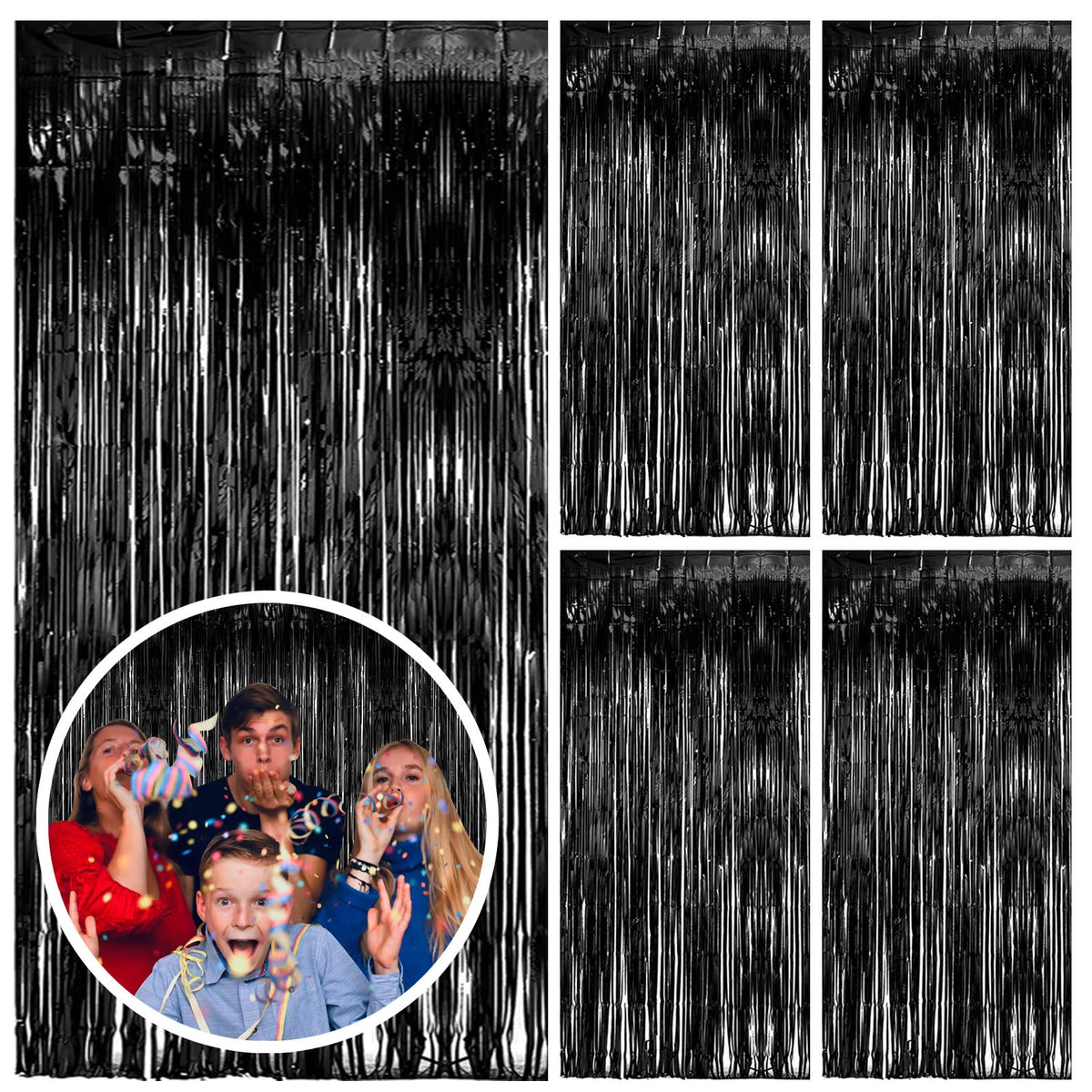 Foil Fringe Streamer Backdrop Curtain for Party Events