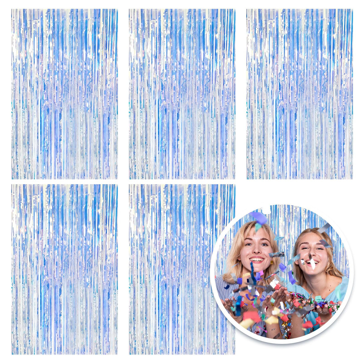 Metallic Foil Fringe Backdrop Curtain for Party Events