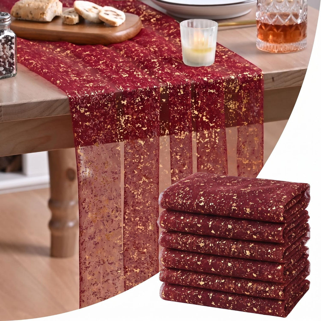 Metallic Foil Gauze Table Runner for Party Decor