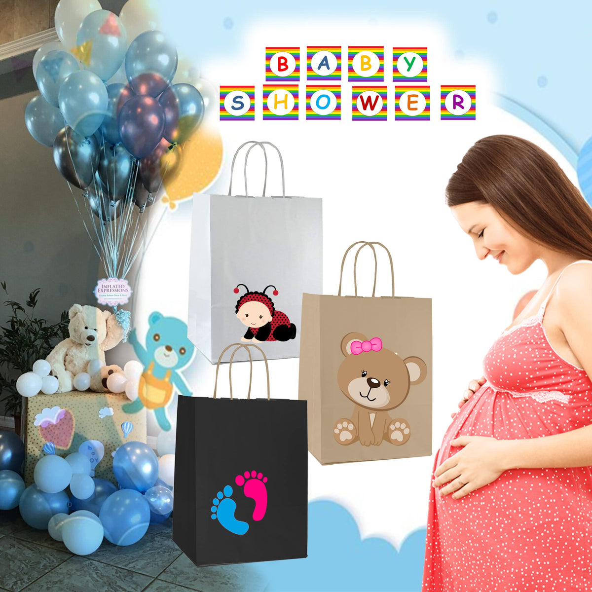 10 x 5 x 13-Inch Kraft Paper Shopping Bags for Party Favors