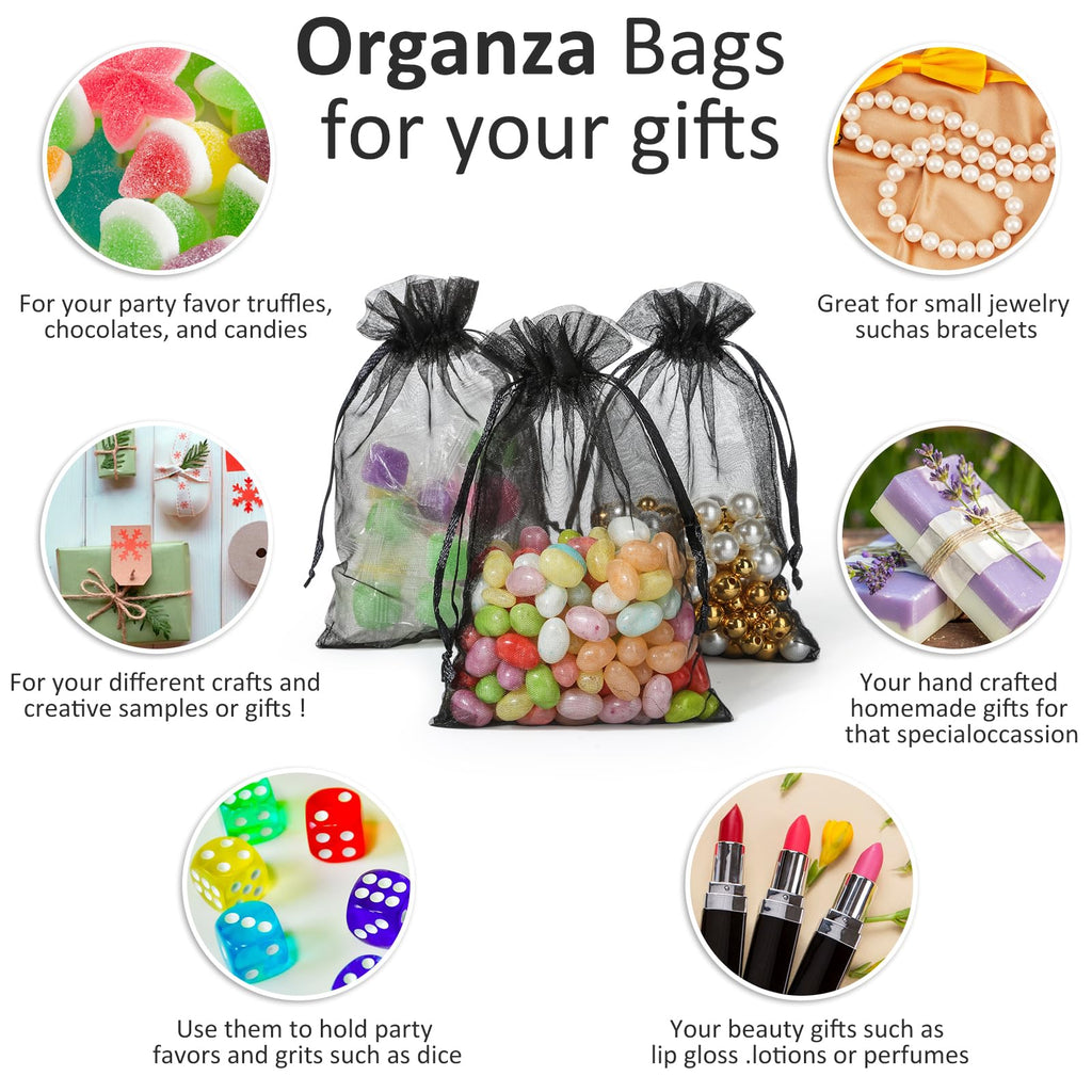 4 x 4.7-Inch Sheer Organza Favor Bags for Weddings
