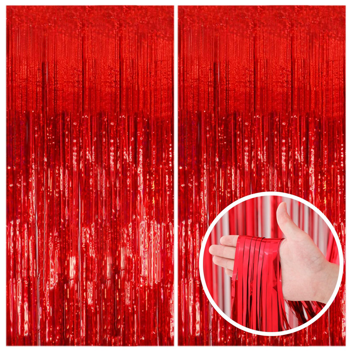 Foil Fringe Streamer Backdrop Curtain for Party Events