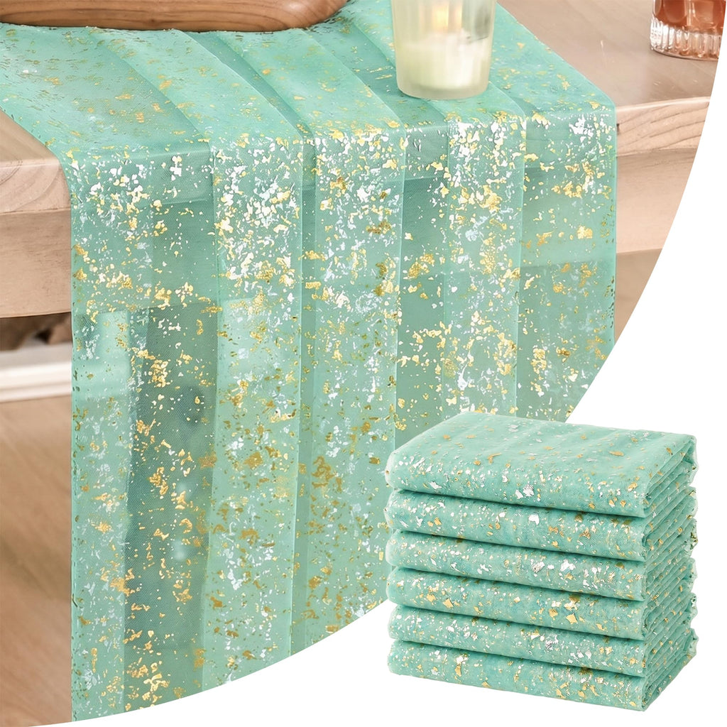 Metallic Foil Gauze Table Runner for Party Decor