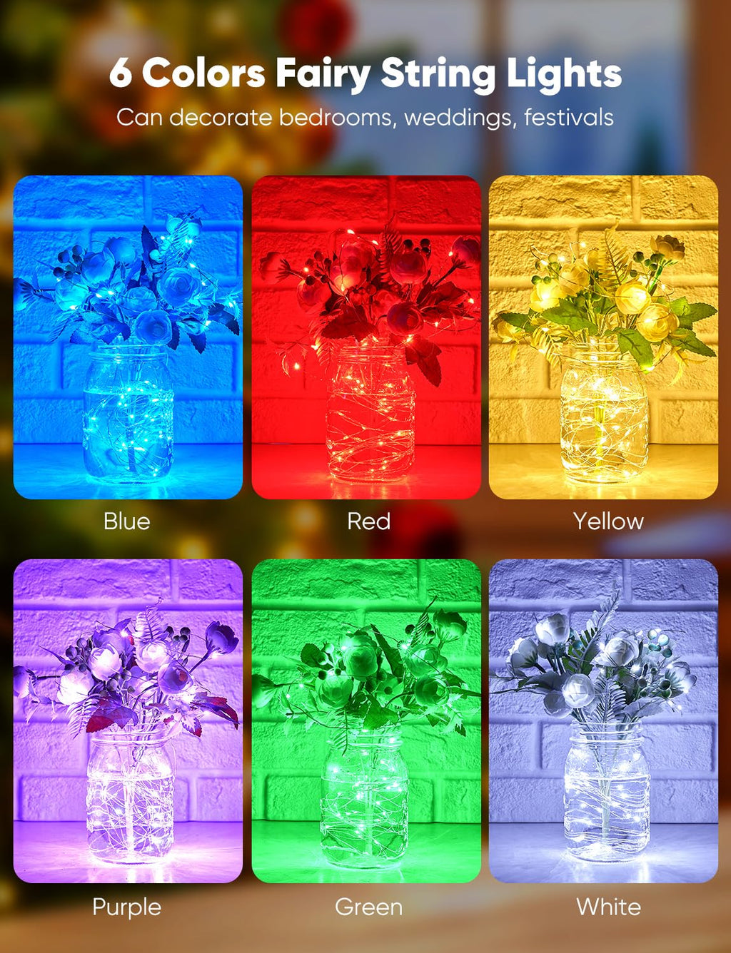 7-Foot Battery-Operated LED Fairy String Lights for Events