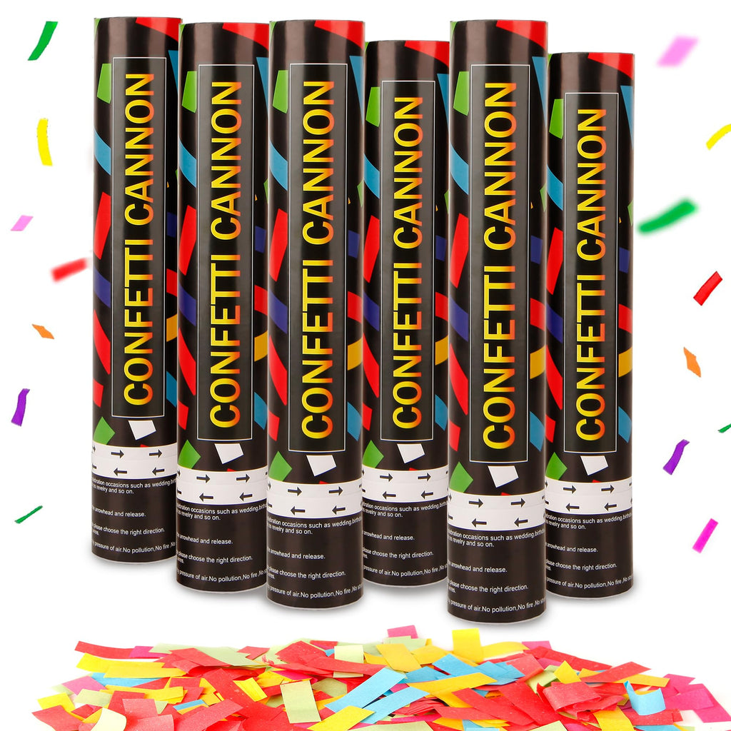 6-Pack 12-Inch Confetti Cannons for Party Celebrations