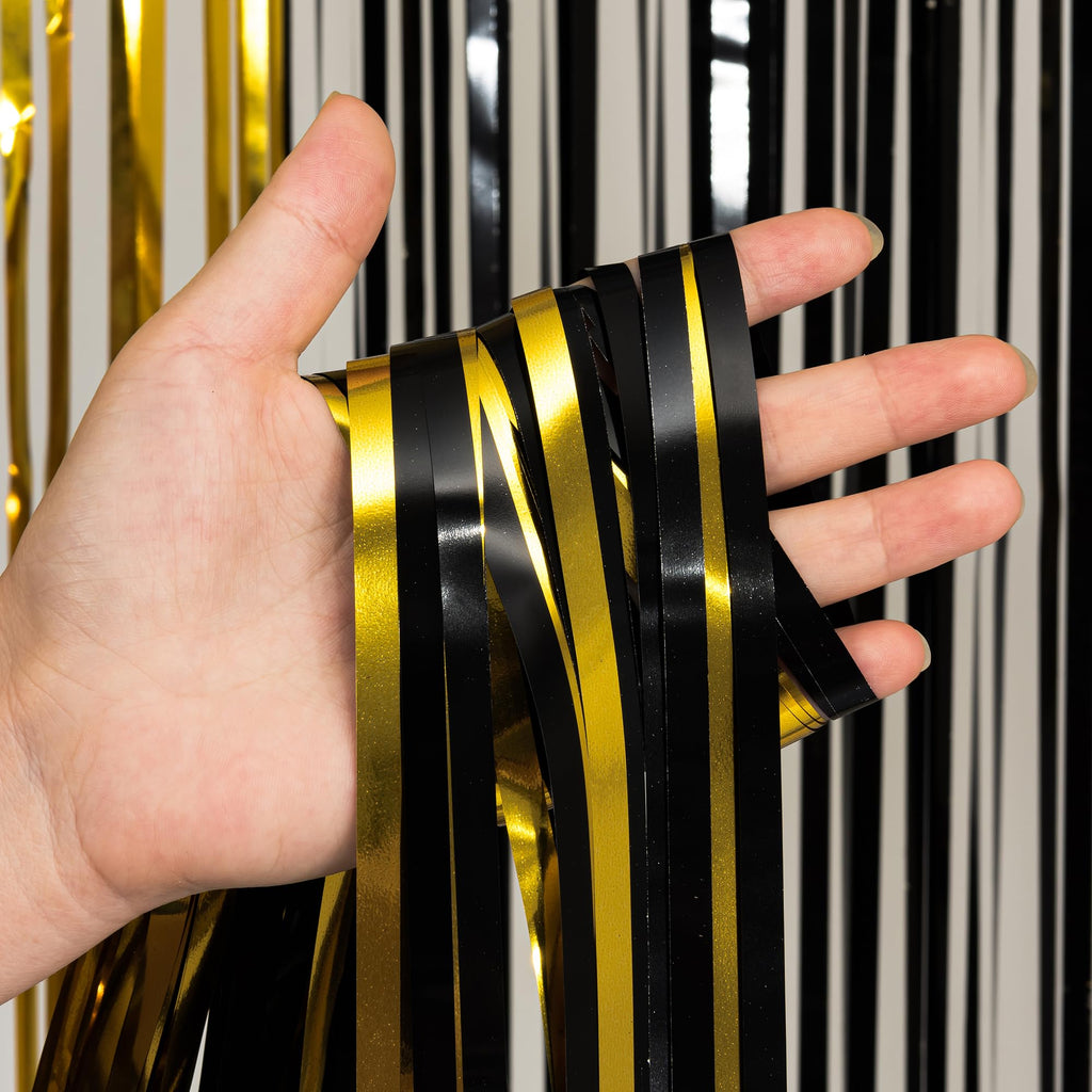 2-Pack Foil Fringe Backdrop Curtains for Party Events