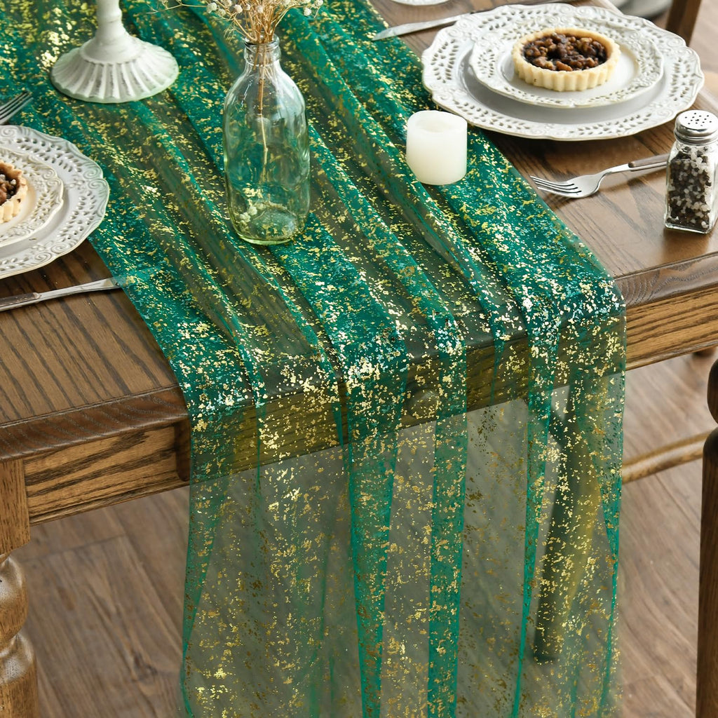 Metallic Foil Gauze Table Runner for Party Decor
