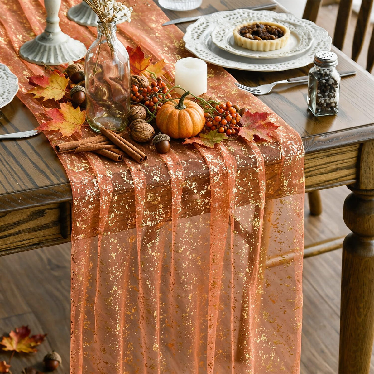 Metallic Foil Gauze Table Runner for Party Decor