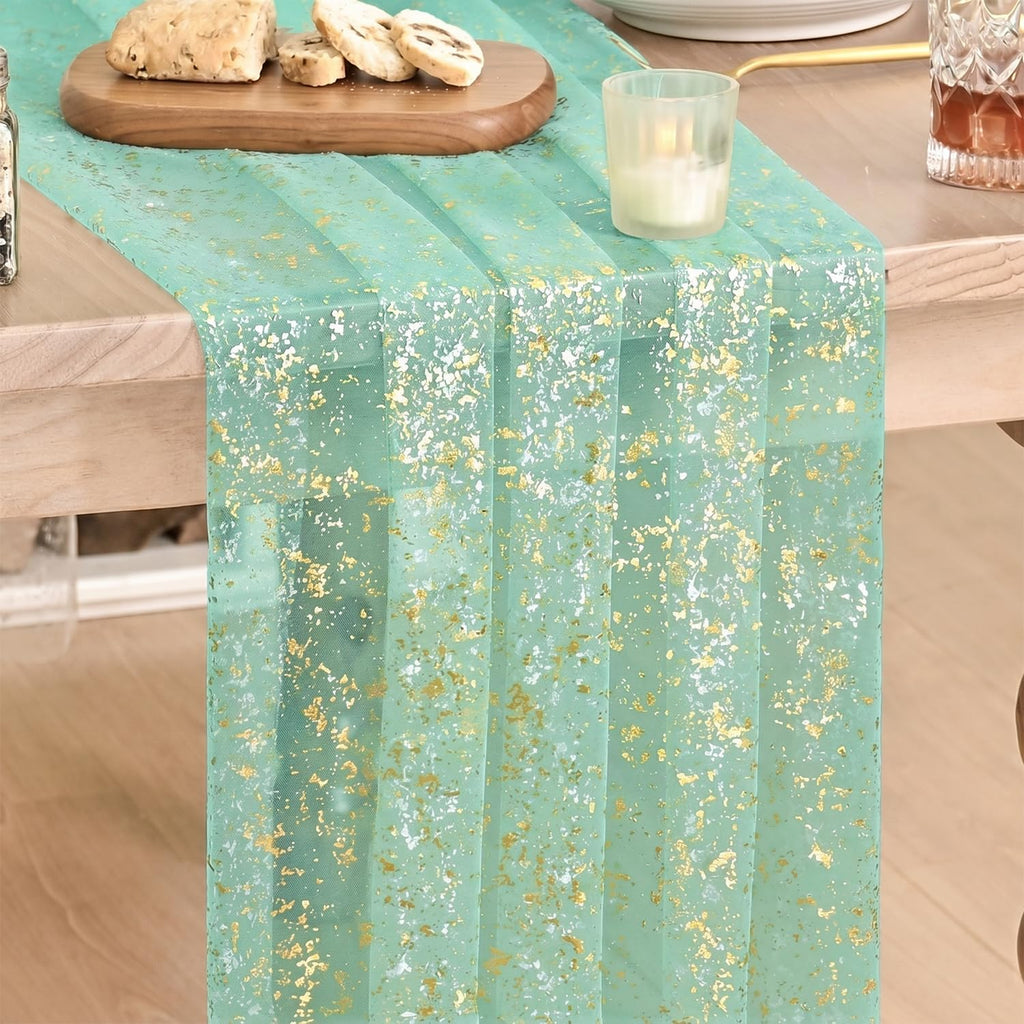 Metallic Foil Gauze Table Runner for Party Decor