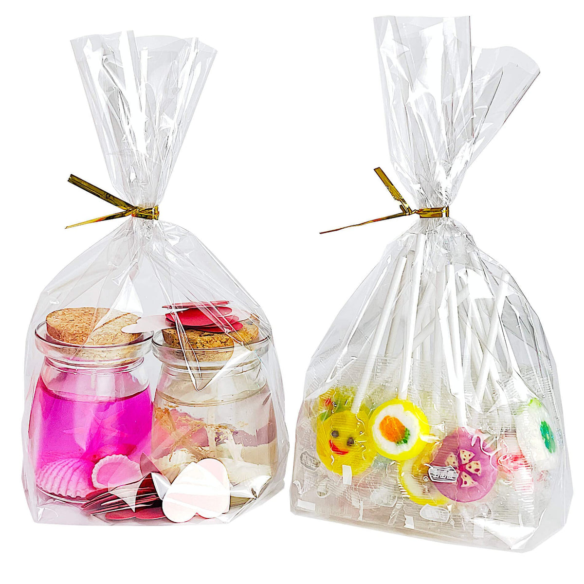 Clear Stand-Up Cellophane Gift Bags with Ties for Party Favors