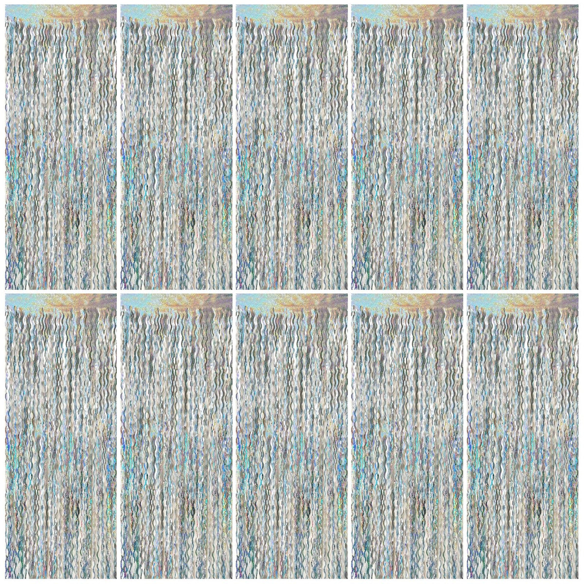 Wavy Metallic Tinsel Fringe Backdrop Curtain for Parties