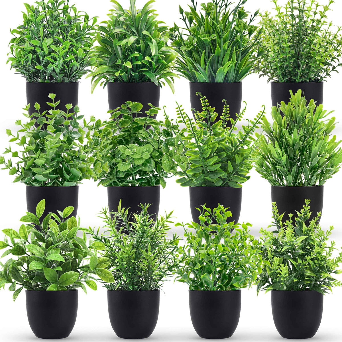 Small Black Faux Potted Plants for Bathroom & Home Decor
