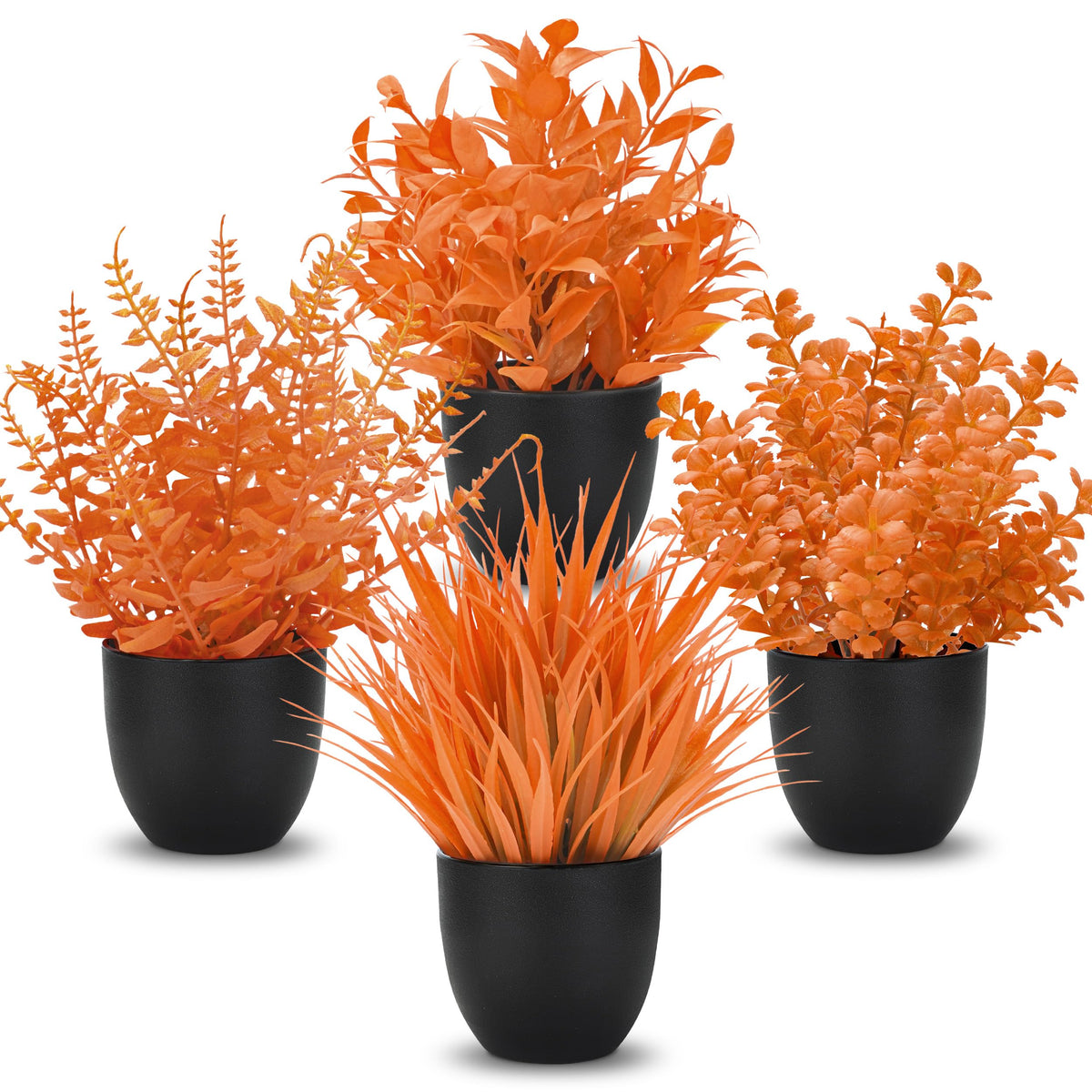 Small Black Faux Potted Plants for Bathroom & Home Decor