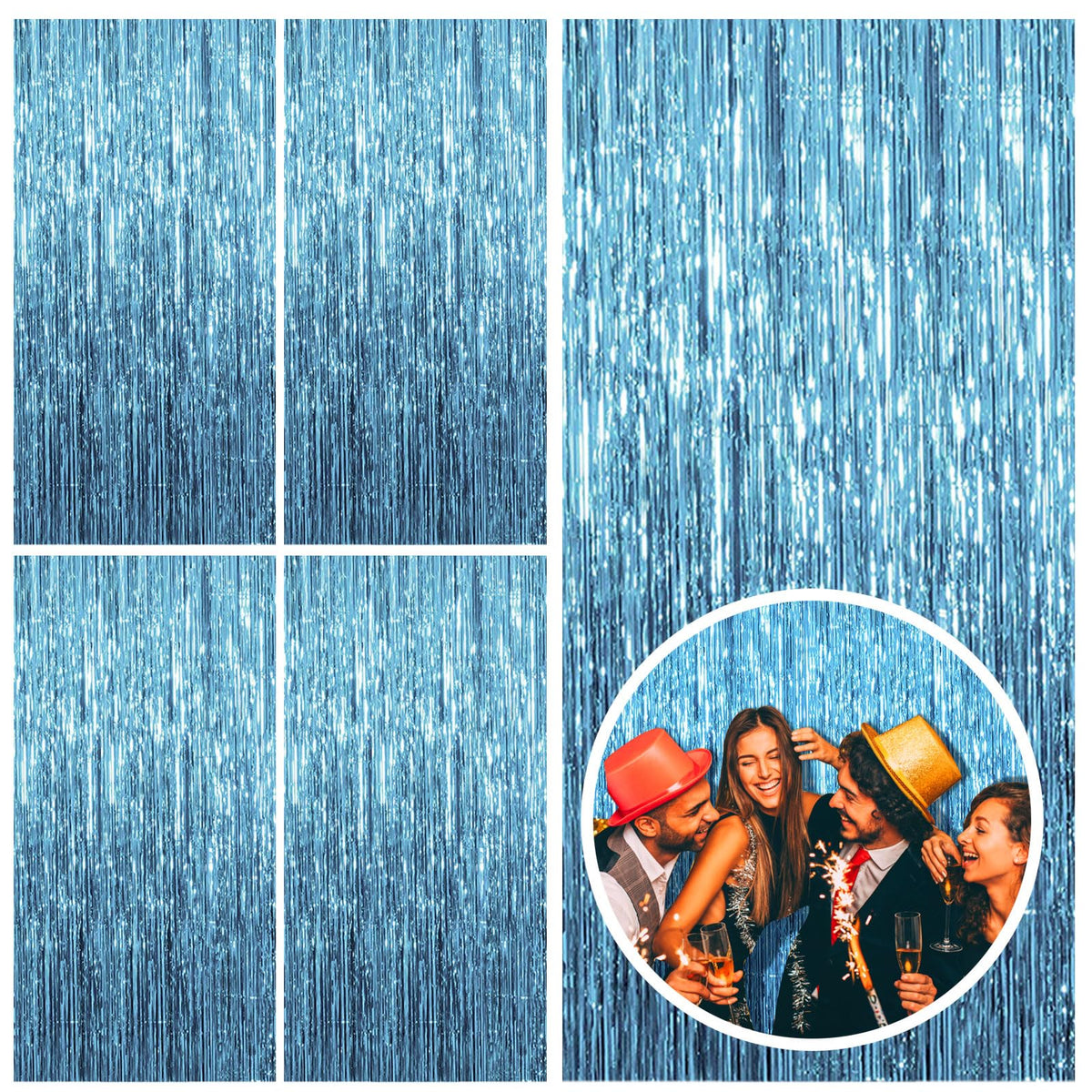 Foil Fringe Streamer Backdrop Curtain for Party Events