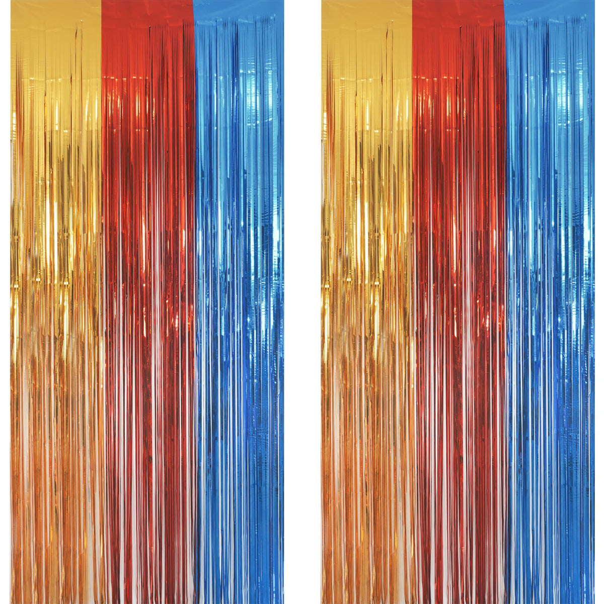 2-Pack Foil Fringe Backdrop Curtains for Party Events