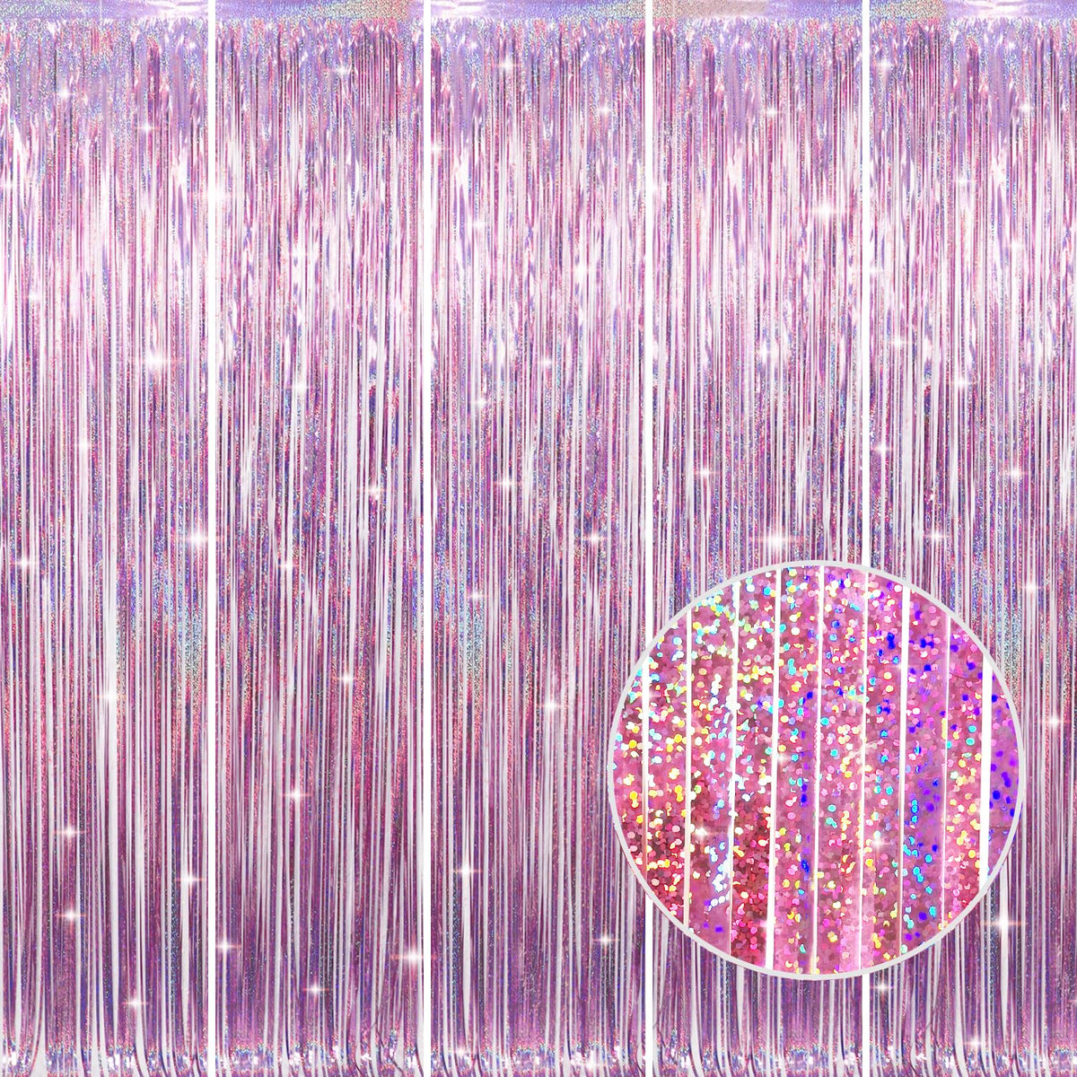 Metallic Tinsel Fringe Backdrop Curtain for Party Events
