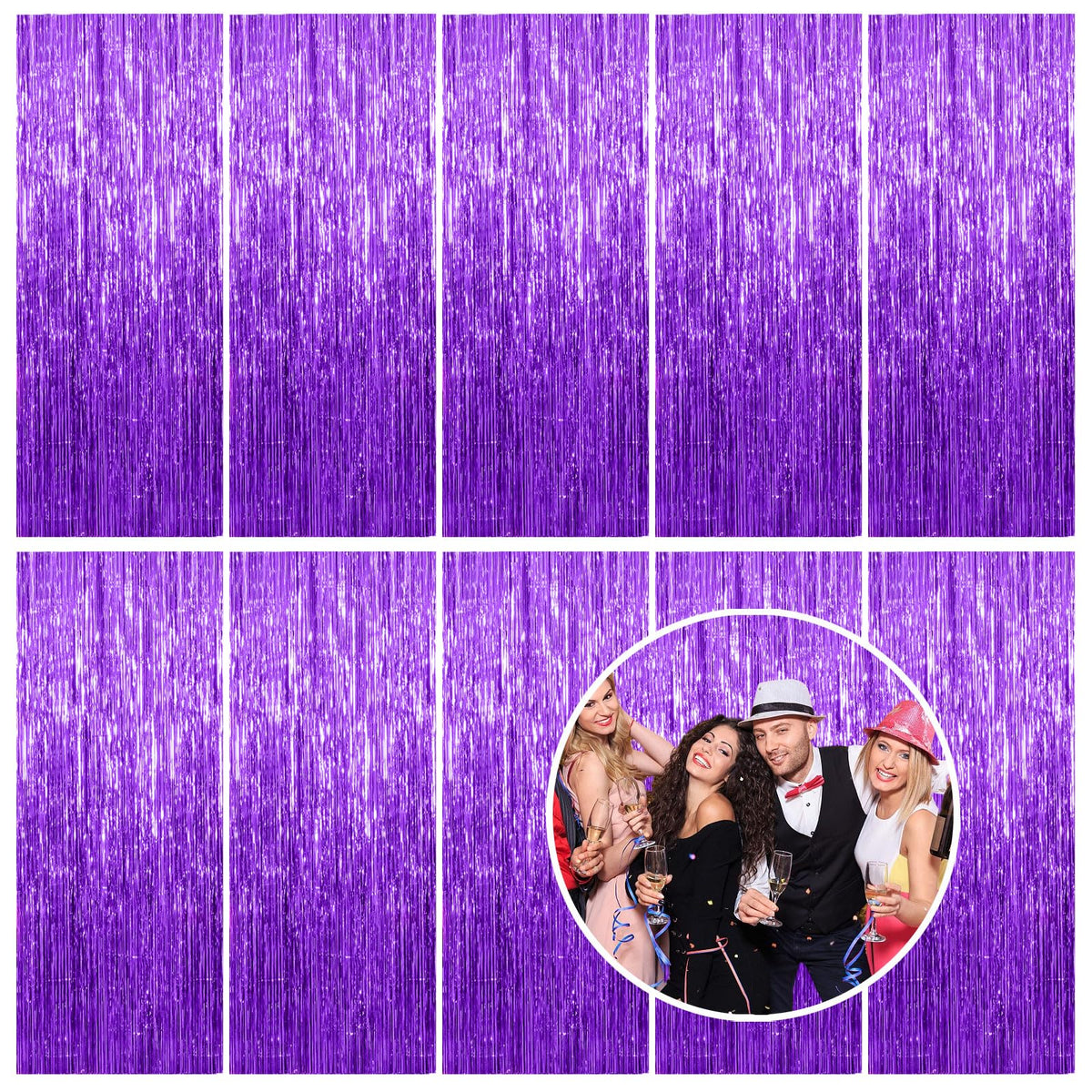 Metallic Foil Fringe Backdrop Curtain for Party Events