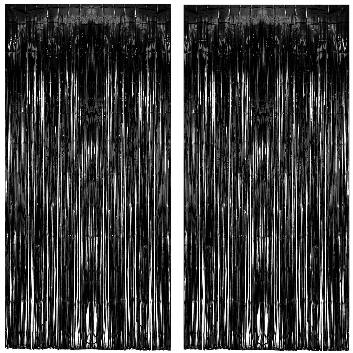 2-Pack Foil Fringe Backdrop Curtains for Party Events