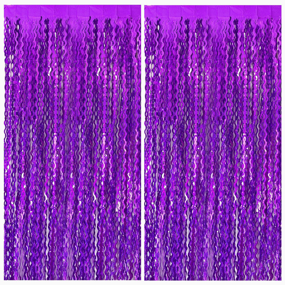 Wavy Metallic Tinsel Fringe Backdrop Curtain for Parties