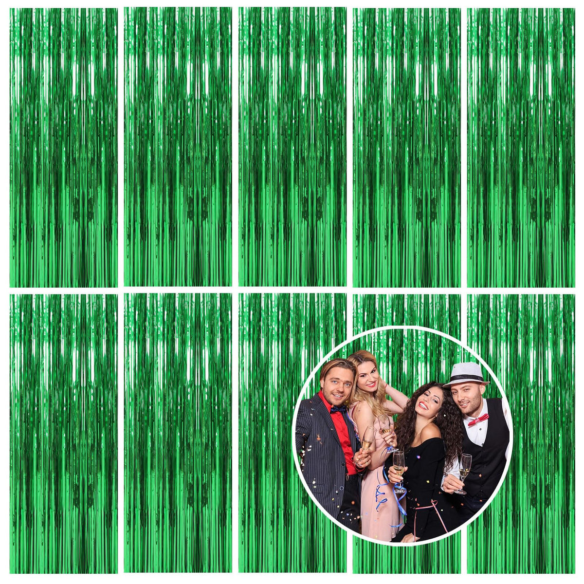 Metallic Foil Fringe Backdrop Curtain for Party Events
